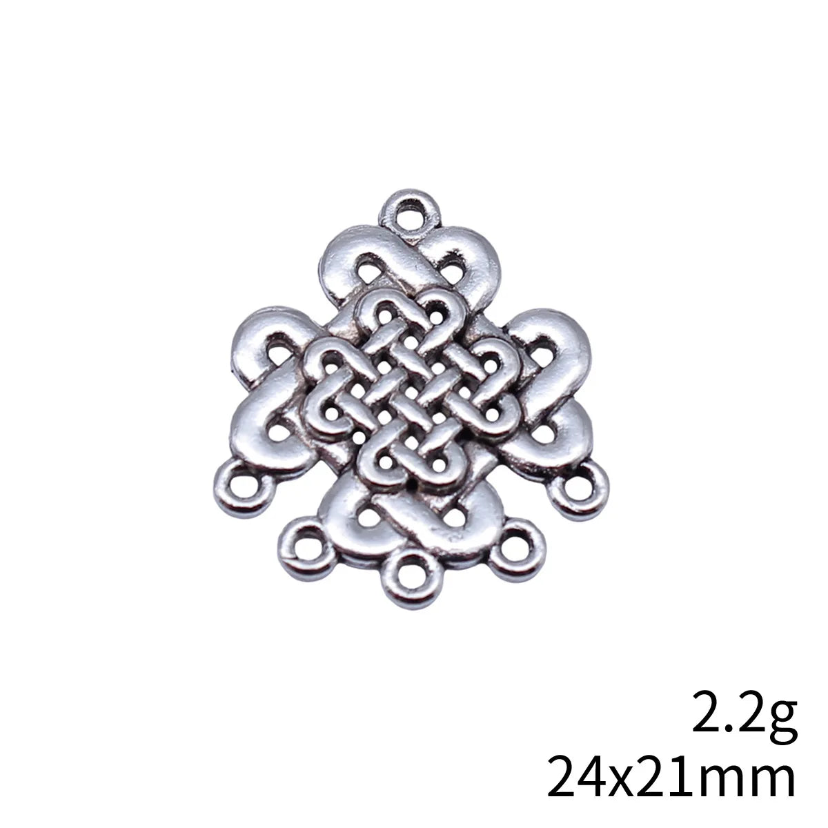 24x21mm 2.2g Antique Silver Zinc Alloy Chinese Knot Connector Charm for DIY Earrings Jewelry