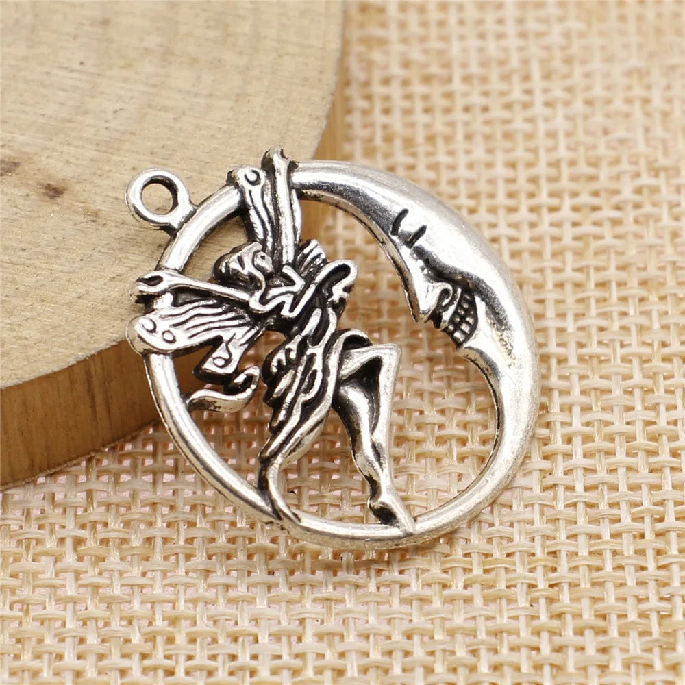 26x30mm 2.6g Multicolor Zinc Alloy Moon Angel Sun Star Charm Pendant for DIY Celestial Jewelry Making