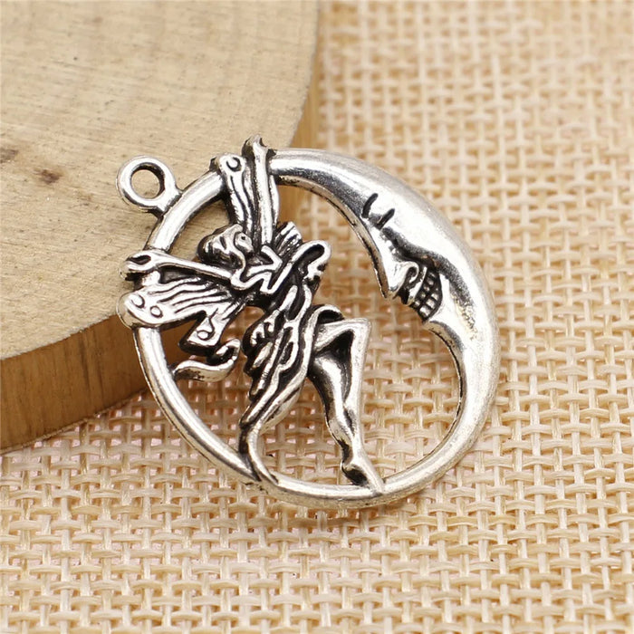 26x30mm 2.6g Multicolor Zinc Alloy Moon Angel Sun Star Charm Pendant for DIY Celestial Jewelry Making