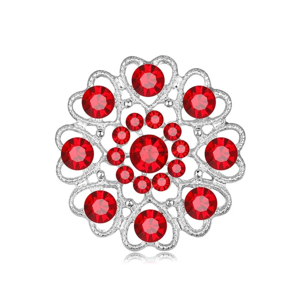 Elegant Hollow Heart Flower Rhinestone Alloy Brooch, Sparkling Lapel Pin Corsage Suit Accessory Gift