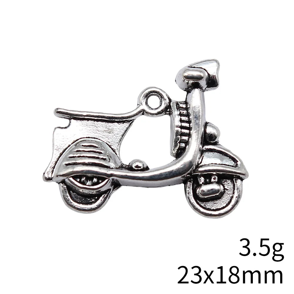 23x18mm 3.5g Antique Silver Zinc Alloy Electric Scooter Charm Pendant for DIY Necklace Bracelet Making