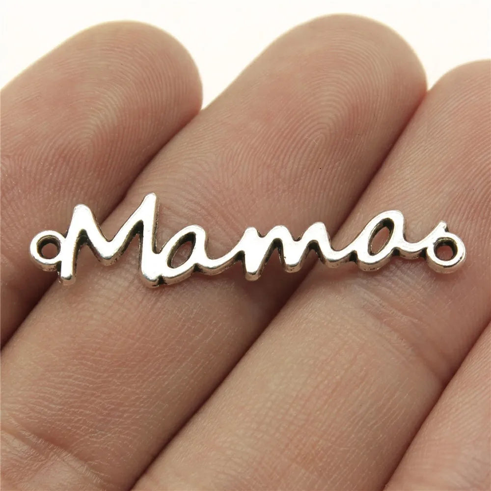 37x8mm 0.9g Zinc Alloy Mama Word Connector Charm for DIY Bracelet and Necklace Making