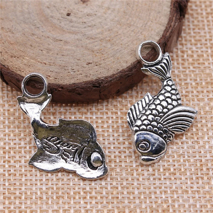 32x19mm 1.8g Antique Silver Zinc Alloy Fish Charm Pendant for DIY Necklace Bracelet Making