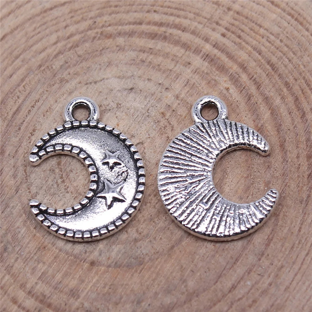 15x12mm 0.8g Multicolor Zinc Alloy Moon Star Charm Pendant for DIY Necklace Bracelet Making