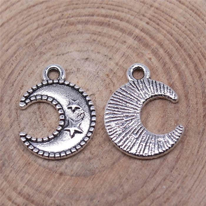 15x12mm 0.8g Multicolor Zinc Alloy Moon Star Charm Pendant for DIY Necklace Bracelet Making