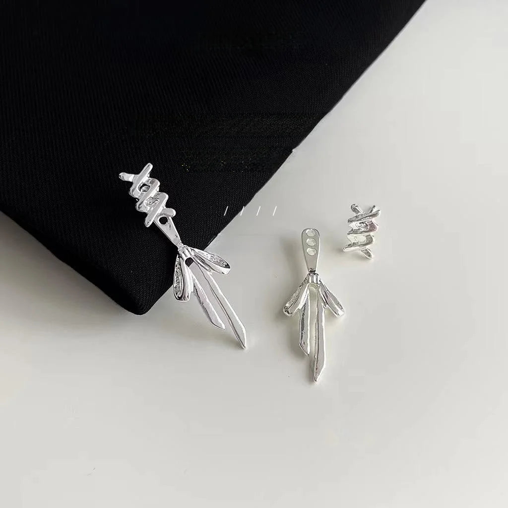 Sweet Ballet Style Bow Knot Stud Earrings Copper Two Way Tie Ribbon Design
