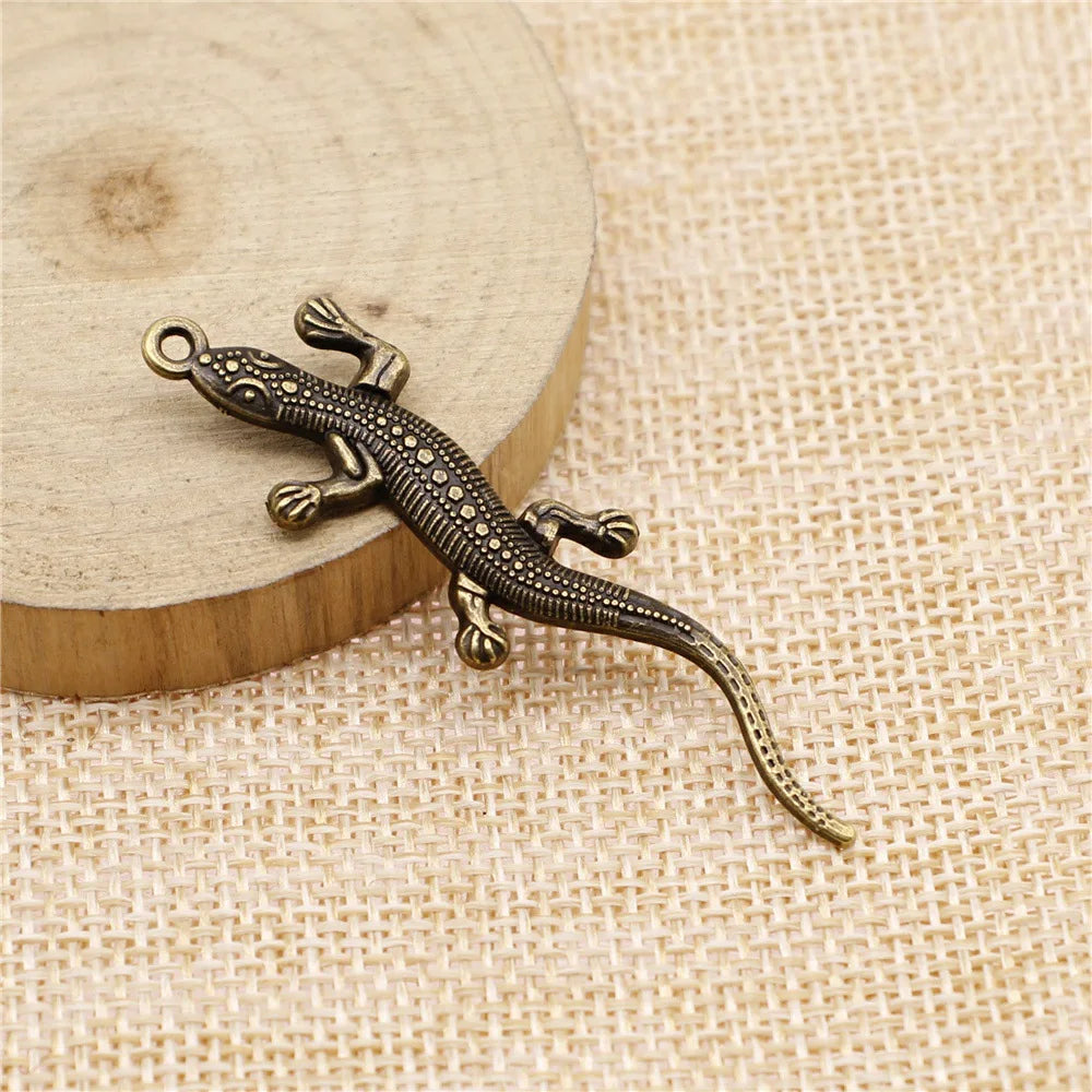 56x15mm 2.8g Multicolor Zinc Alloy Gecko Charm Pendant for Animal Theme DIY Jewelry Making