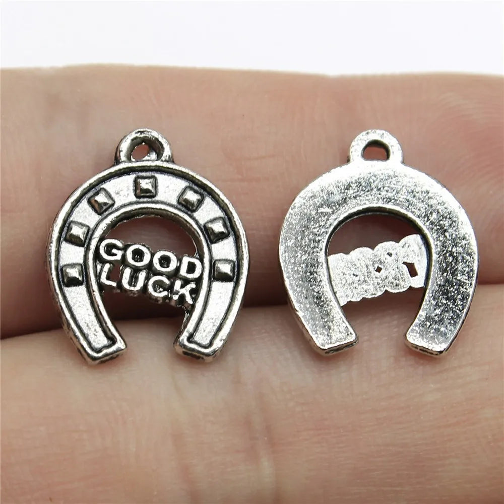17x14mm 1.2g Antique Silver Zinc Alloy Good Luck Horseshoe Charm Pendant for DIY Jewelry Making