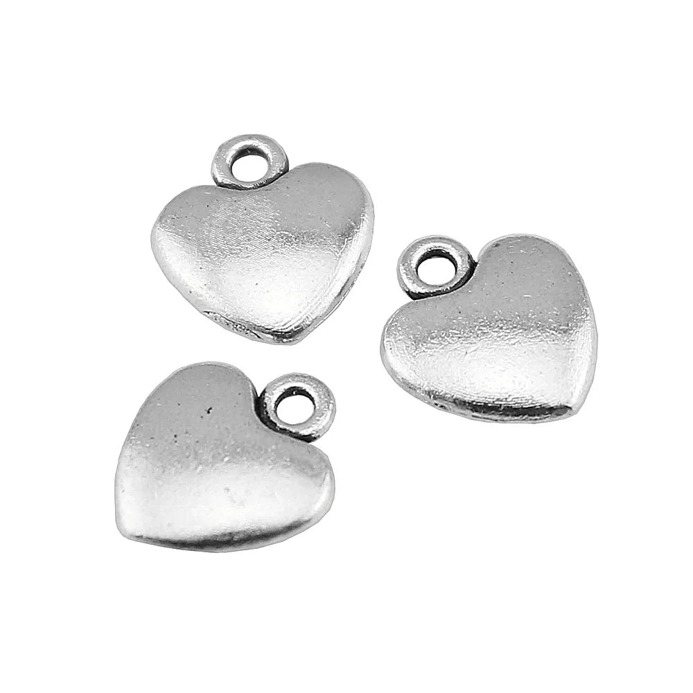 12x10mm 1g Antique Silver Zinc Alloy Heart Charm Pendant for DIY Vintage Jewelry Making