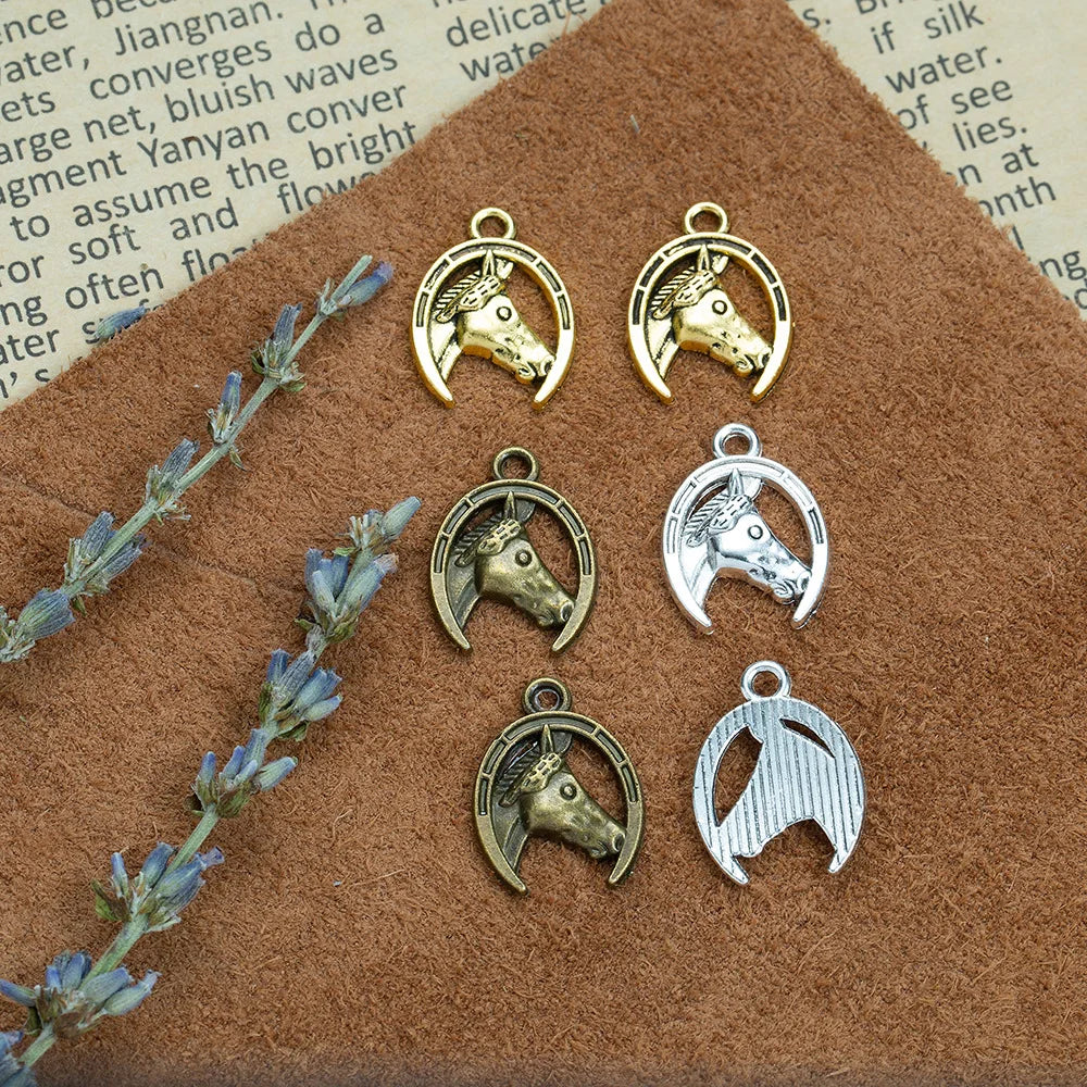 20x15MM Zinc Alloy Horse Head Charm Pendant for DIY Necklace Bracelet Jewelry Making