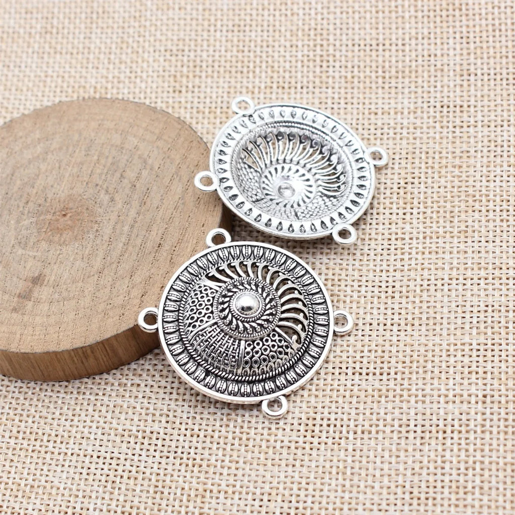 33x33mm 4.7g Antique Silver Zinc Alloy Four-Hole Connector Charm for Body Chain Waist Chain Making