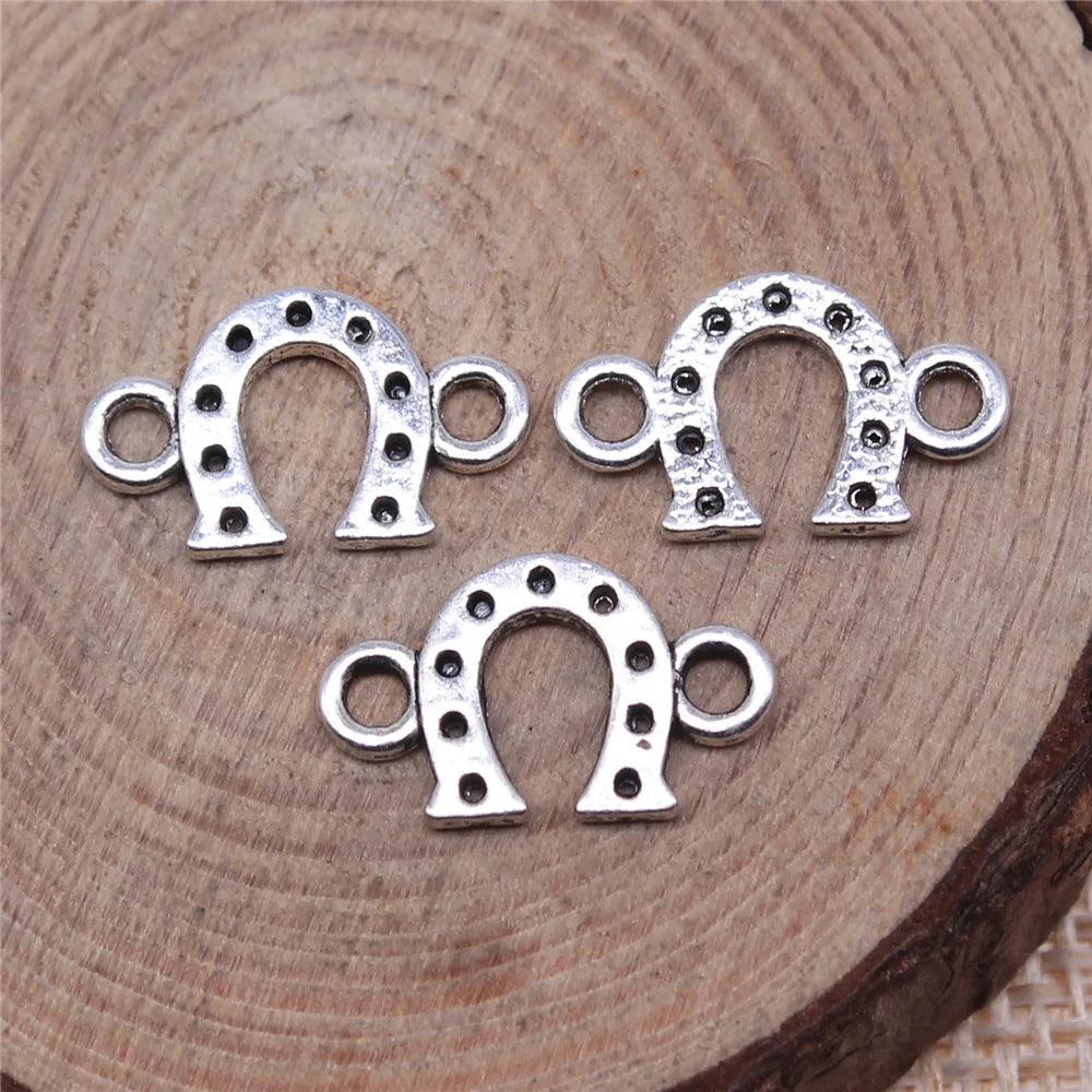 16x9mm 0.5g Antique Silver Zinc Alloy Horseshoe Connector Charm for DIY Bracelet Necklace Making