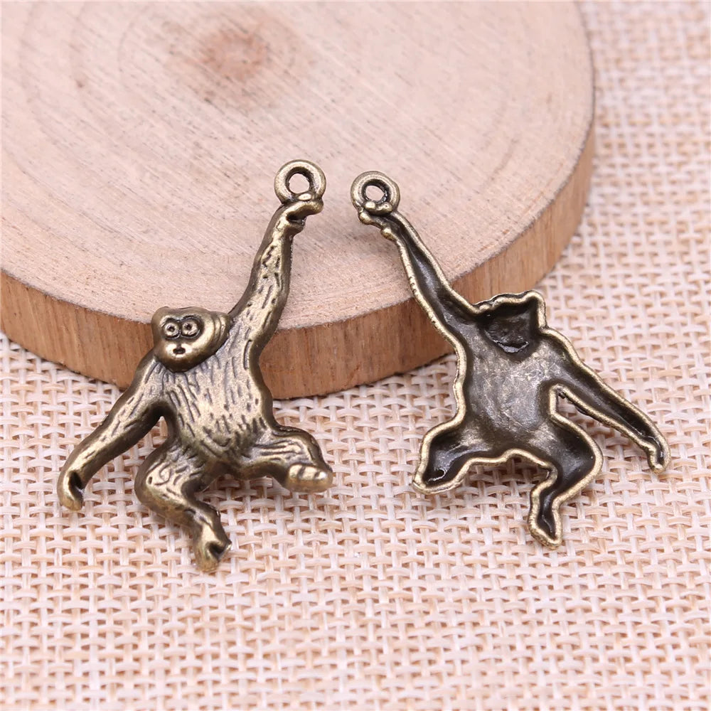 36x21mm 1.9g Multicolor Zinc Alloy Monkey Charm Pendant for Cute Animal Necklace Bracelet Making