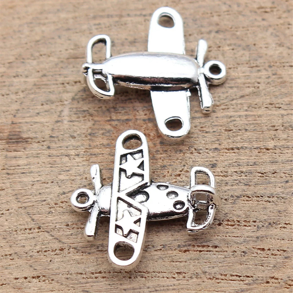 18x19mm 1.4g Antique Silver Zinc Alloy Airplane Charm Pendant for DIY Travel Jewelry Making