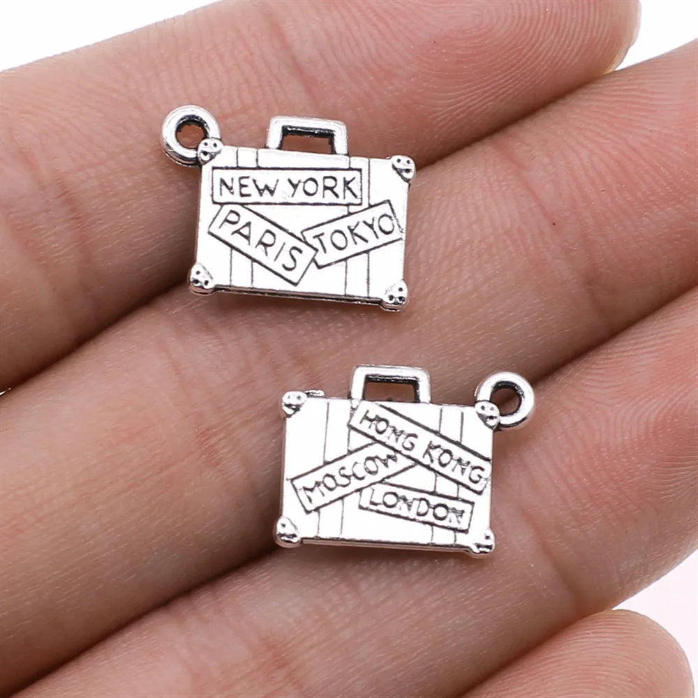 13x17mm 1.5g Multicolor Zinc Alloy Suitcase Charm Pendant for DIY Travel Jewelry Making