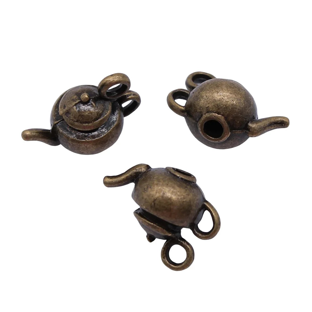 18x13x10mm 3.4g Multicolor Zinc Alloy 3D Teapot Charm Pendant for DIY Bracelet Necklace Making