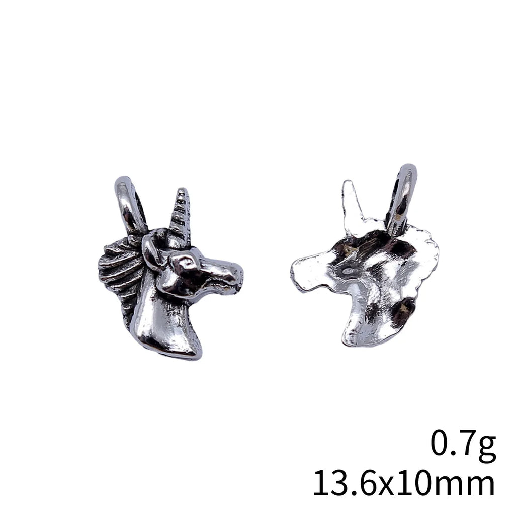 13.6x10mm 0.7g Antique Silver Zinc Alloy Unicorn Charm Pendant for Bracelet Necklace DIY Jewelry
