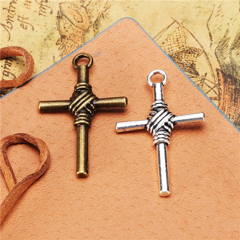 40x25MM Antique Silver Zinc Alloy Cross Charm Pendant for DIY Necklace Bracelet Jewelry Making