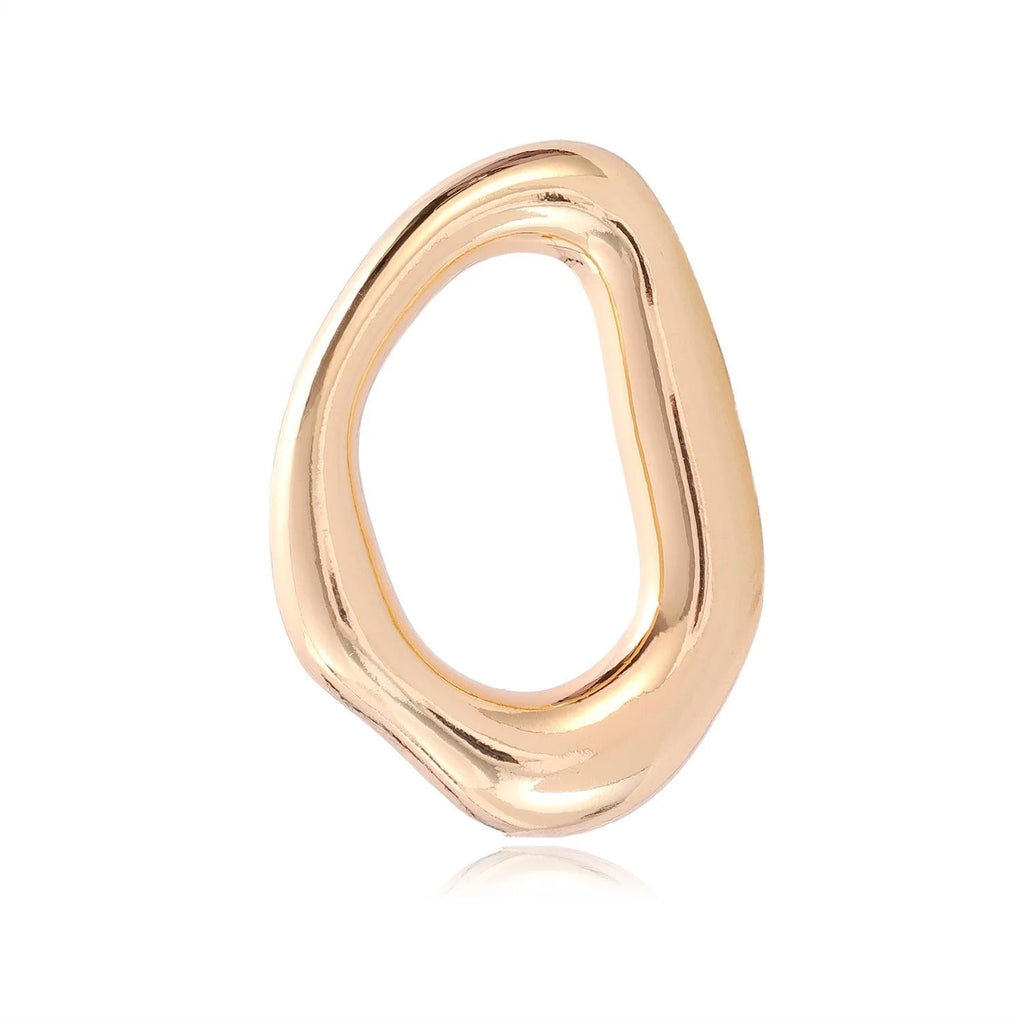 Elegant Smooth Irregular Oval Ring Alloy Brooch Silver Tone Lapel Pin Corsage Suit Accessory Gift