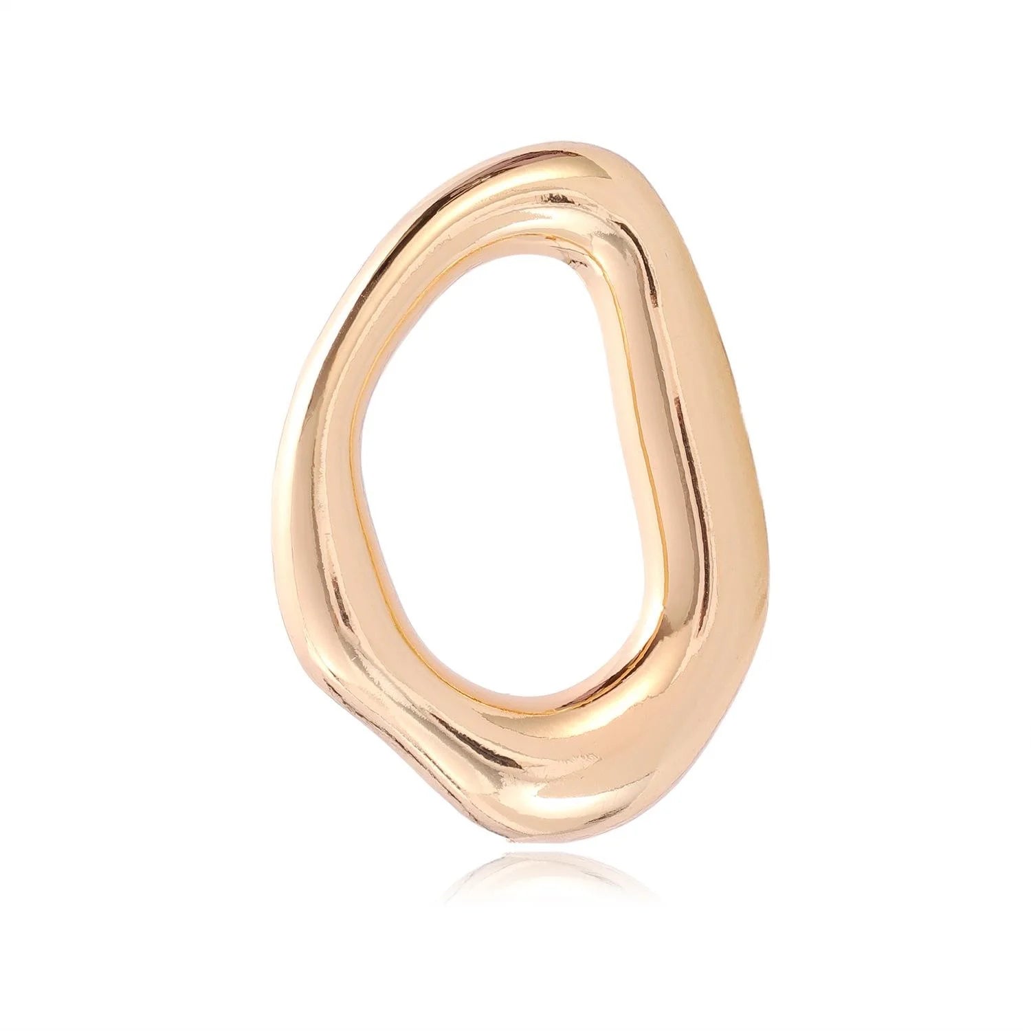 Elegant Smooth Irregular Oval Ring Alloy Brooch Silver Tone Lapel Pin Corsage Suit Accessory Gift