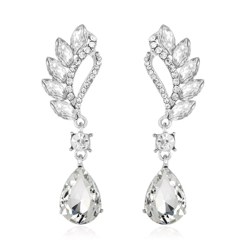 Elegant Wing Crystal Rhinestone Drop Earrings With Teardrop Tassel Dangle For Wedding Party Gift