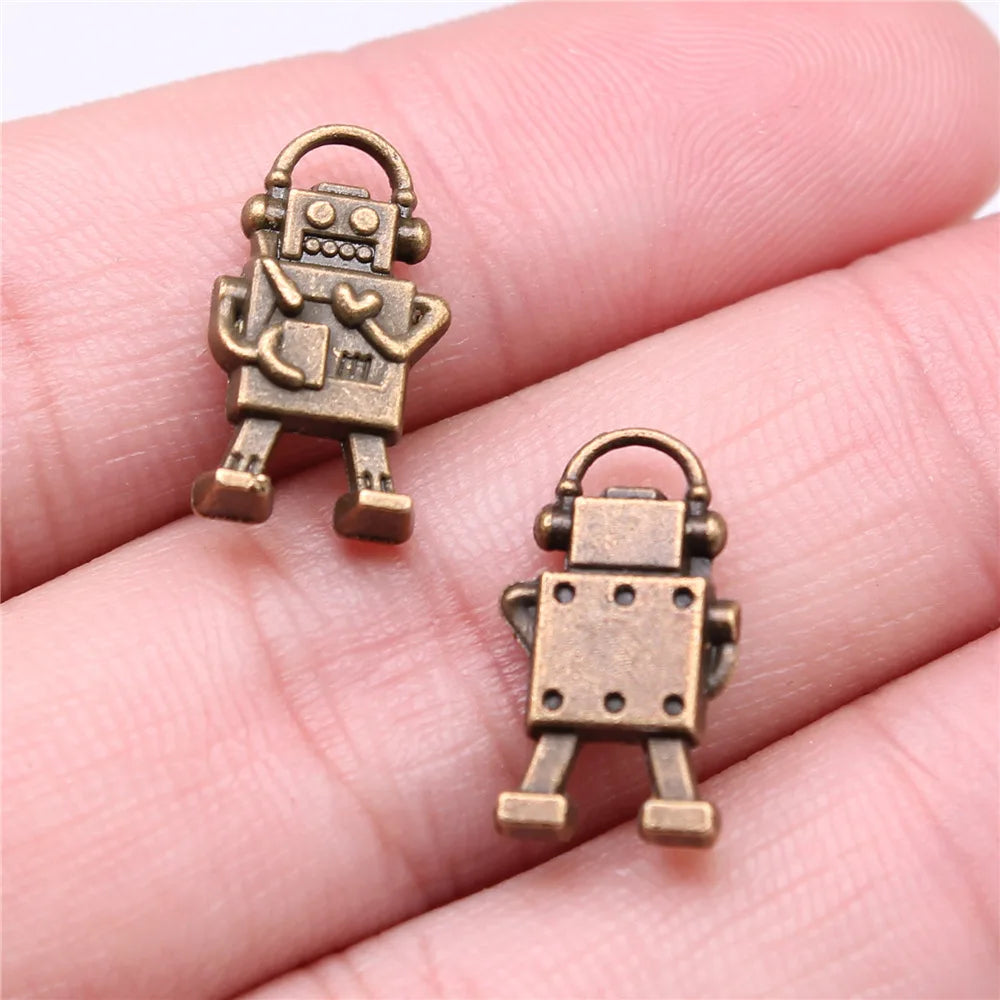 17x9mm 1.4g Multicolor Zinc Alloy Robot Charm Pendant for DIY Necklace Bracelet Jewelry Making