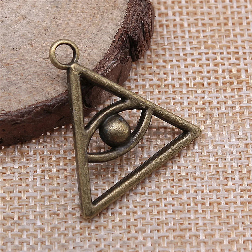 28x26mm 3.2g Multicolor Zinc Alloy Triangle Eye Charm Pendant for DIY Jewelry Making and Accessories