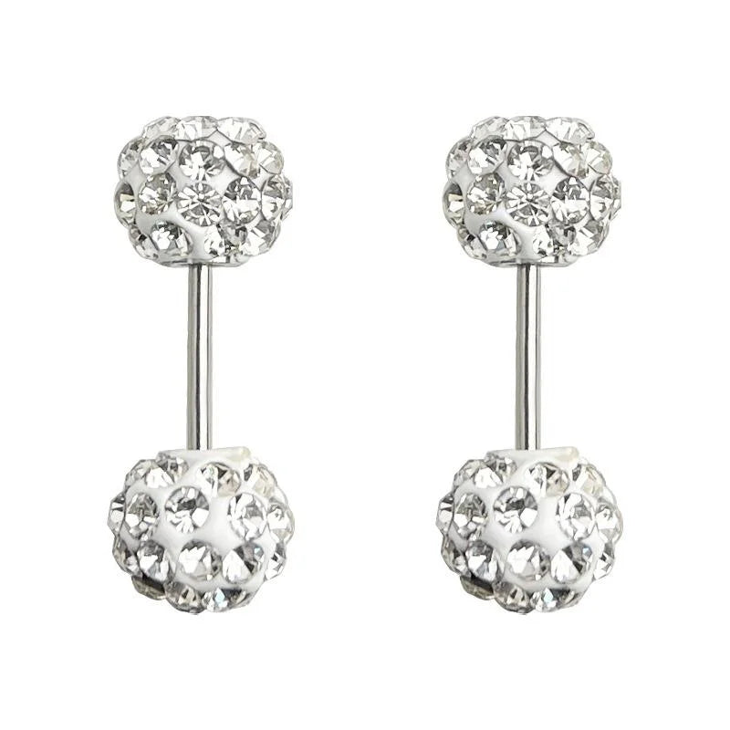 Copper Sparkling Rhinestone Ball Screw Back Cartilage Stud Earrings Minimalist Geometric Jewelry