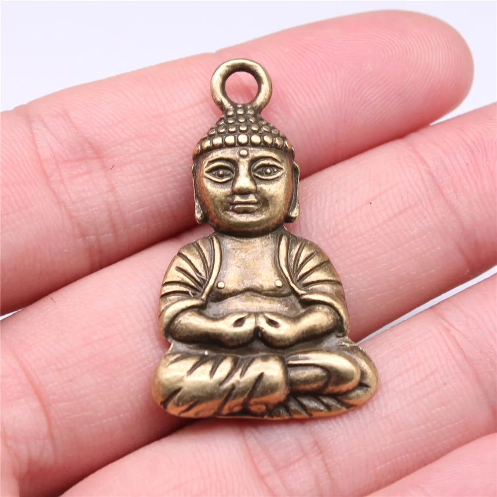 39x23mm 11.8g Multicolor Zinc Alloy Buddha Statue Charm Pendant for DIY Necklace Bracelet Making