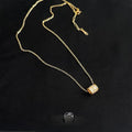Thick Gold Plated Copper Micro Pave Zircon Geometric Circle Line Collarbone Necklace