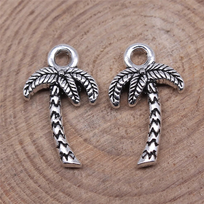 17x10mm 0.7g Antique Silver Zinc Alloy Coconut Tree Charm Pendant for Bracelet Necklace Making