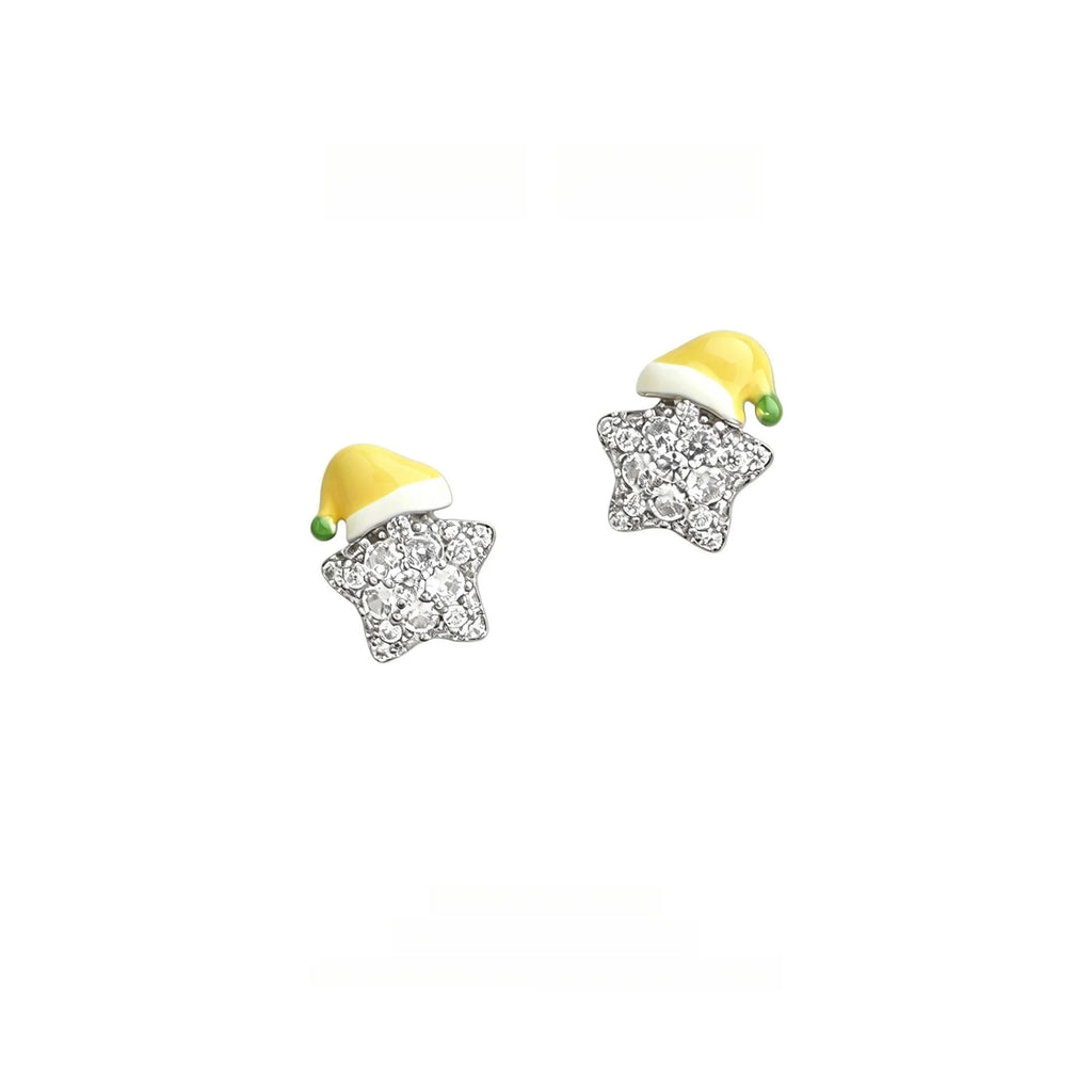 Original Designer Star Stud Earrings Micro Pave Zircon Enamel Eco-Friendly Copper Fresh Style Jewelry