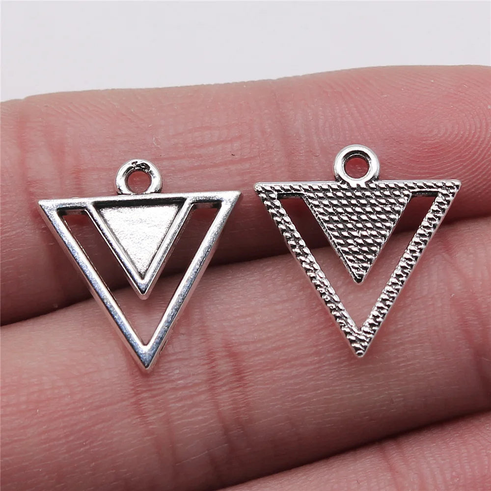 18x19mm 1g Antique Silver Zinc Alloy Triangle Earring Charms Pendants for DIY Earrings Jewelry Making