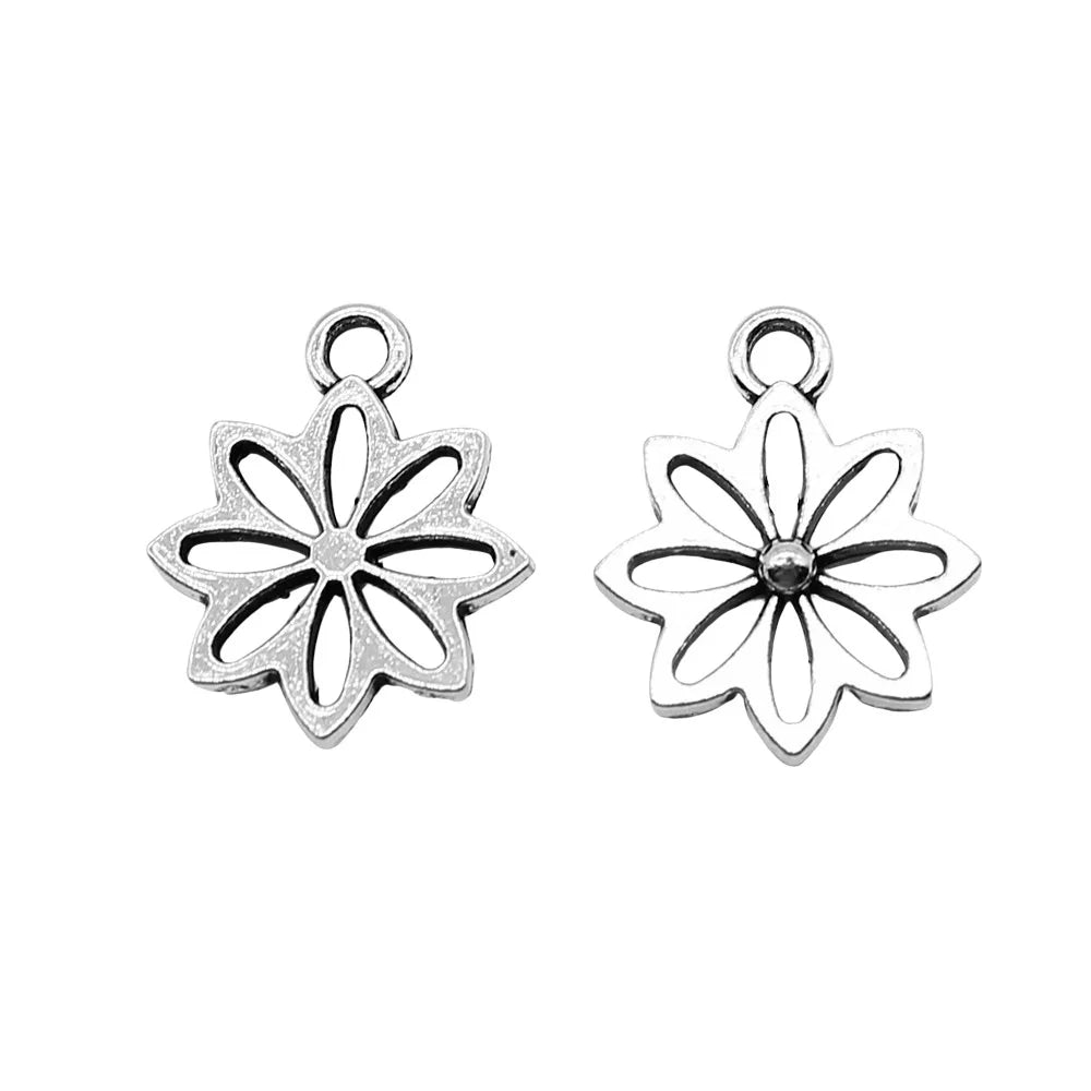 15x18mm 0.9g Multicolor Zinc Alloy Flower Leaf Charm Pendant for DIY Earring Necklace Making