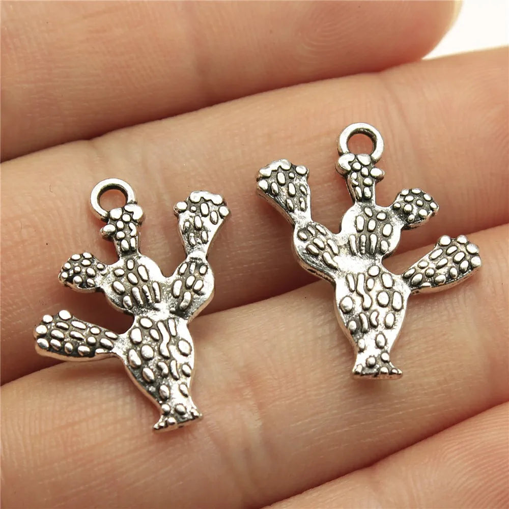 23x20mm 1.9g Antique Silver Zinc Alloy Cactus Charm Pendant for DIY Necklace Bracelet Making