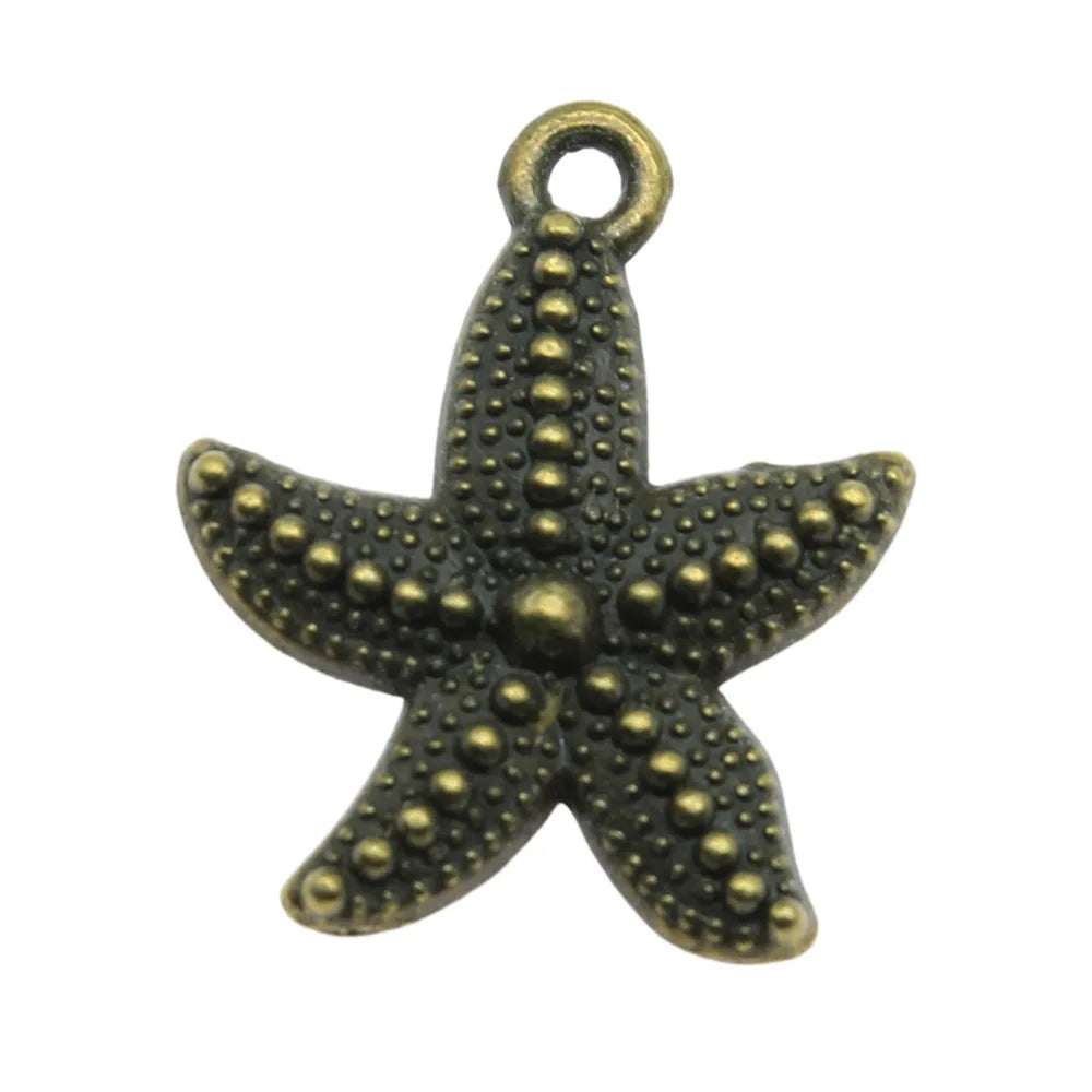 23x19mm 1.6g Multicolor Zinc Alloy Starfish Charm Pendant for DIY Ocean Theme Jewelry Making