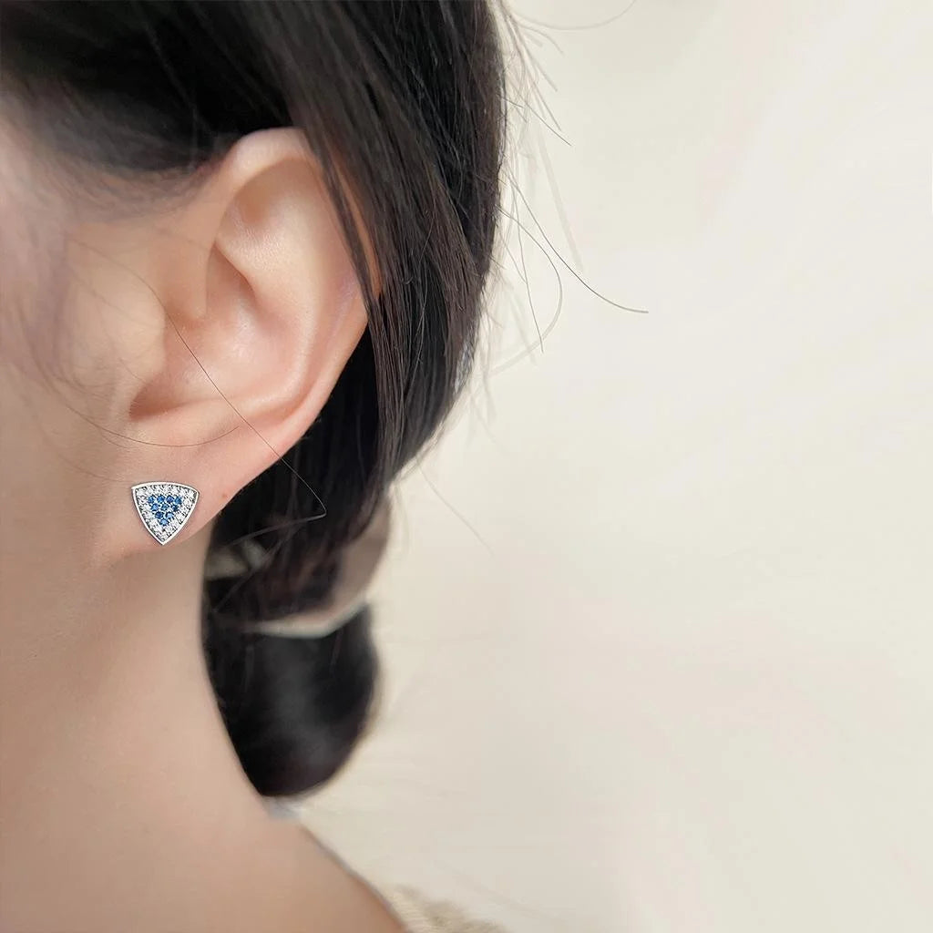 Micro Pave Zircon Angel Eye Triangle Stud Earrings Copper Minimalist Geometric Jewelry