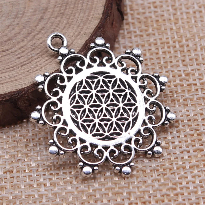 30x35mm 3.5g Multicolor zinc alloy Geometric Flower charm pendant for DIY necklace earrings making