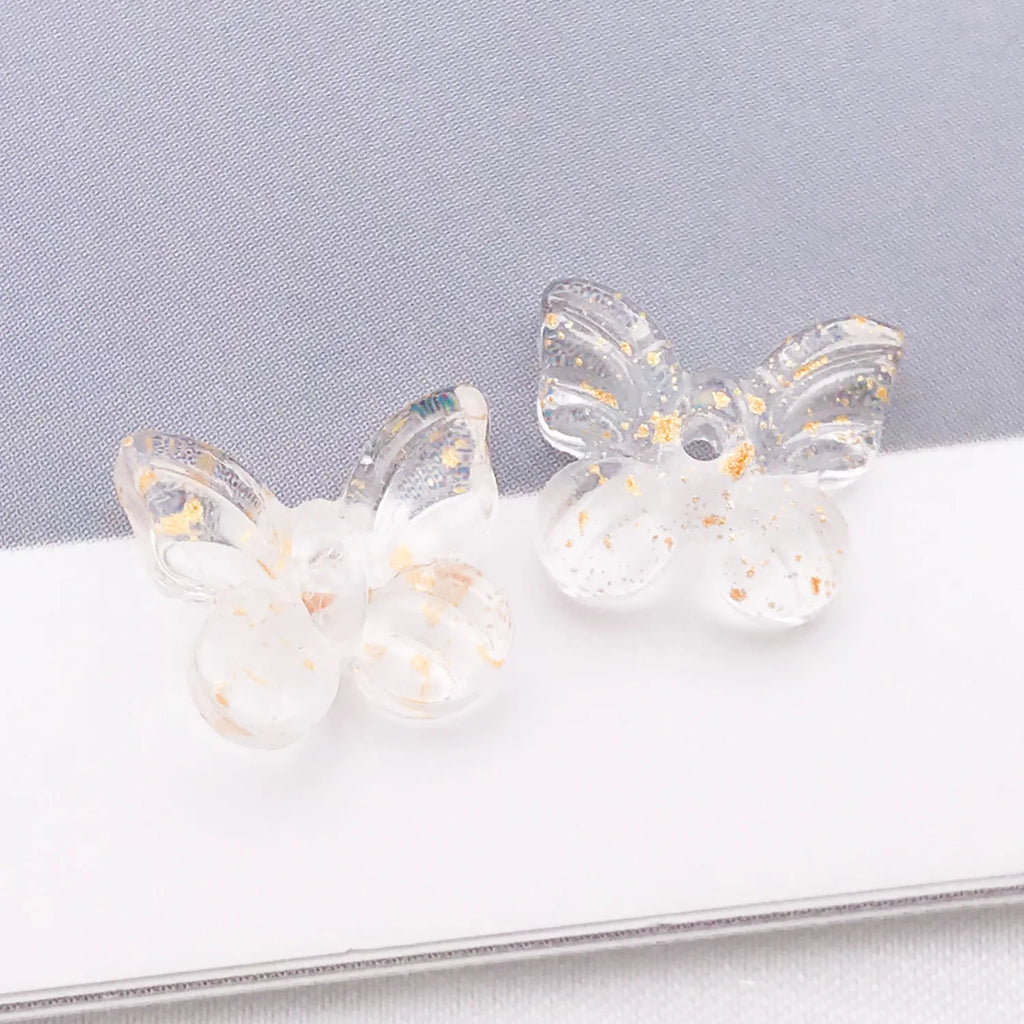 Gold Foil Gradient Glass Butterfly Loose Beads for DIY Tassel Hairpin Jewelry Making
