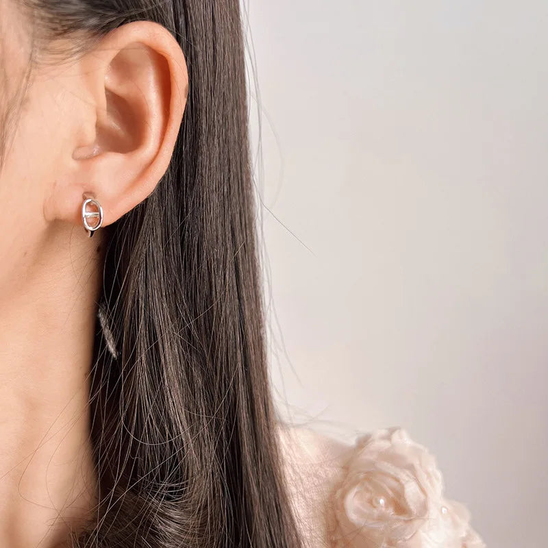 Elegant Silver Alloy Spiral Circle Hoop Stud & Clip On No Piercing Geometric Commuter Earrings