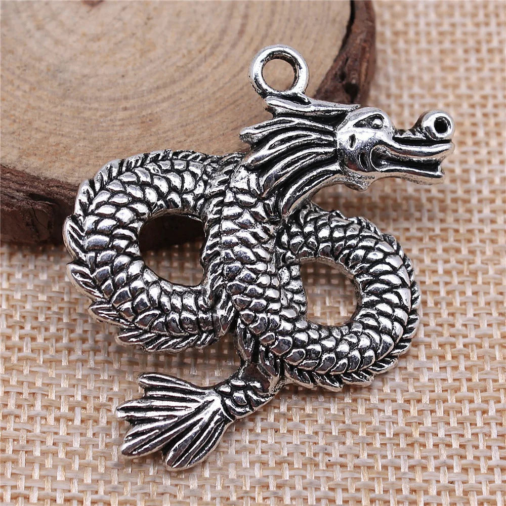 45x38mm 6.7g Zinc Alloy Dragon Charm Pendant for DIY Necklace Bracelet Jewelry Making