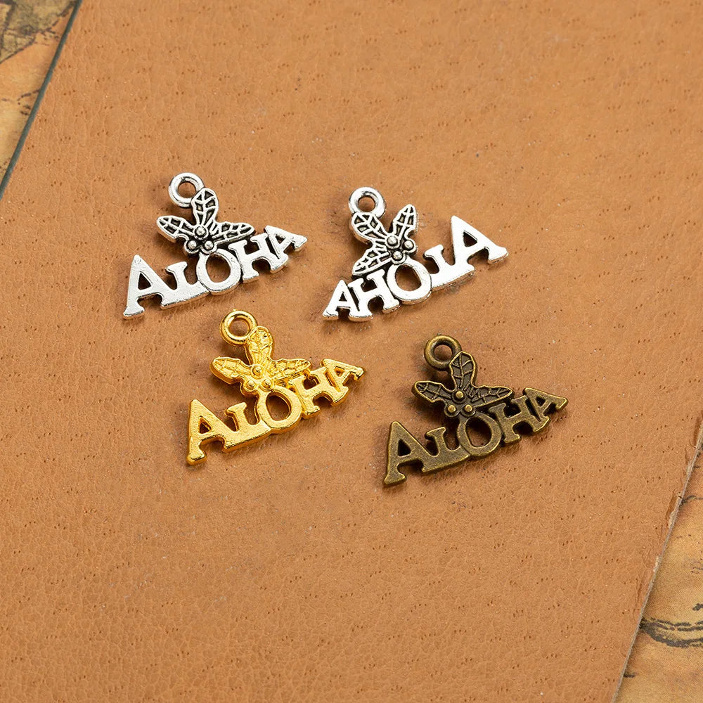 21x14MM Zinc Alloy Aloha Charm Pendant for DIY Necklace Bracelet Jewelry Making