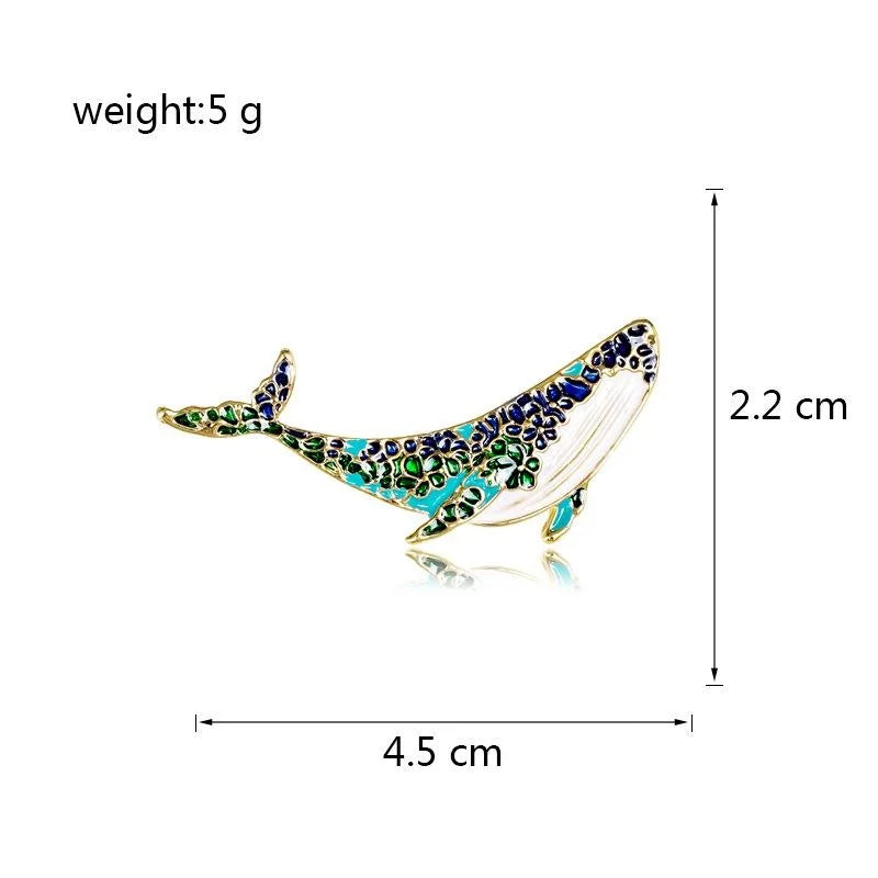 Cute Enamel Whale Brooch With Rhinestone Accents, Elegant Ocean Animal Lapel Pin Corsage Gift
