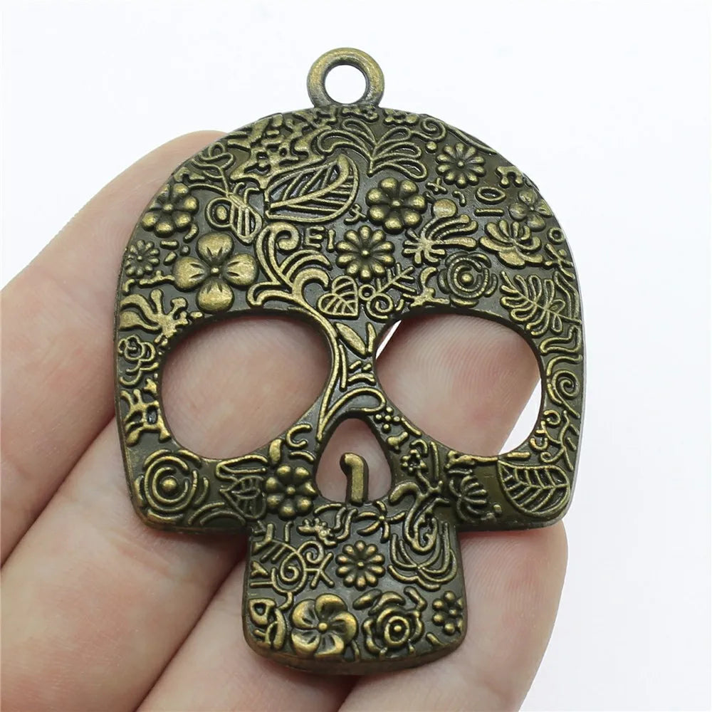 66x49mm 19.2g Multicolor Zinc Alloy Skull Head Charm Pendant for DIY Necklace Bracelet Jewelry Making