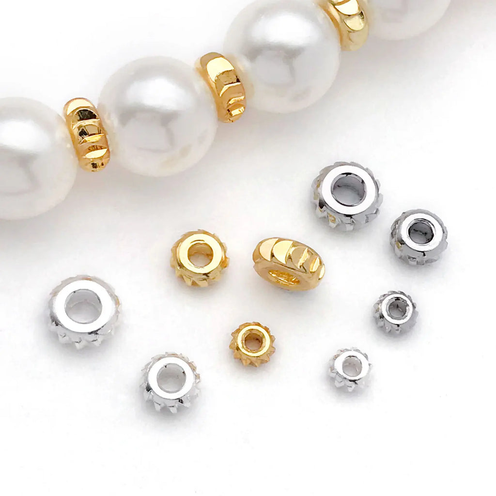 18K Gold Plated Copper Alloy Round Spacer Beads for DIY Bracelet Necklace Bead Making