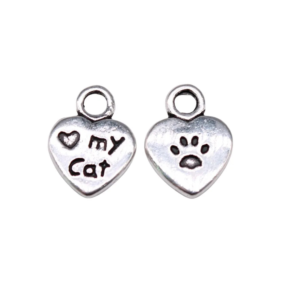 8x12mm 0.5g Zinc alloy Love My Cat Paw Print charm pendant for pet jewelry DIY craft making