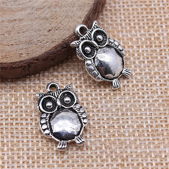 14x21mm 2.9g Antique Silver Zinc Alloy Big Belly Owl Cat Charm Pendant for Necklace Bracelet DIY Jewelry