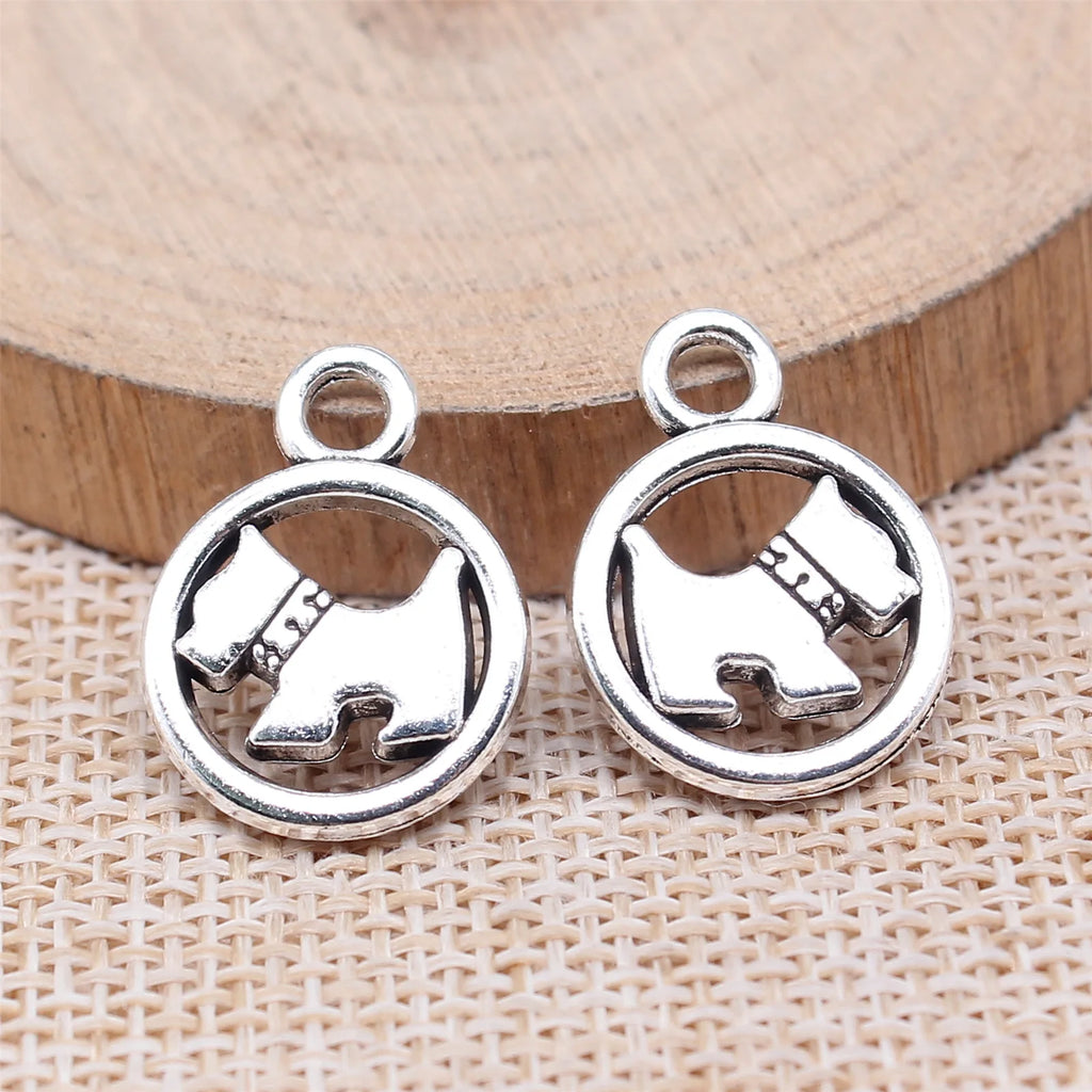 21x16mm 2.3g Antique Silver Tone Zinc Alloy Dog Charm Pendant for DIY Necklace Bracelet Jewelry Making