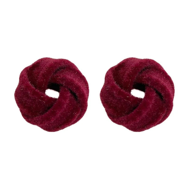 Vintage Burgundy Flocked Copper Geometric Hollow Stud Earrings For Women