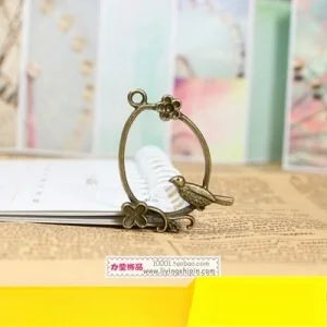40x30MM Antique Silver Zinc Alloy Bird And Flower Charm Pendant for DIY Necklace Bracelet Jewelry Making